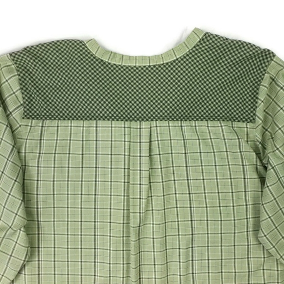 Denim & Co Green Multiprint Long Sleeve Button Front Blouse Womens Plus 3X - Picture 4 of 11